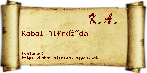 Kabai Alfréda névjegykártya